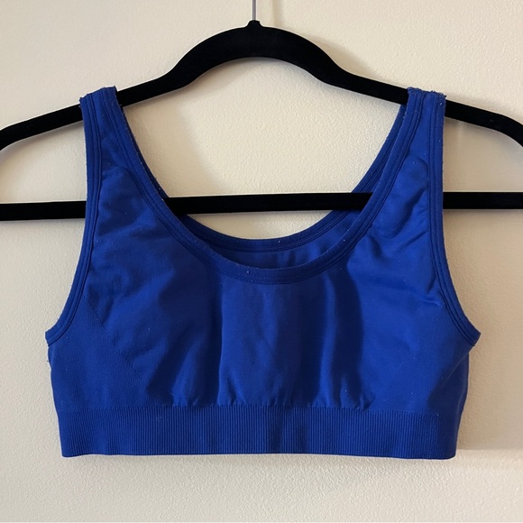 SET Active Blue 3 Piece Sculptflex Set Ribbed V Neck Bra + Box Cut Bra + Legging - Picture 6 of 15